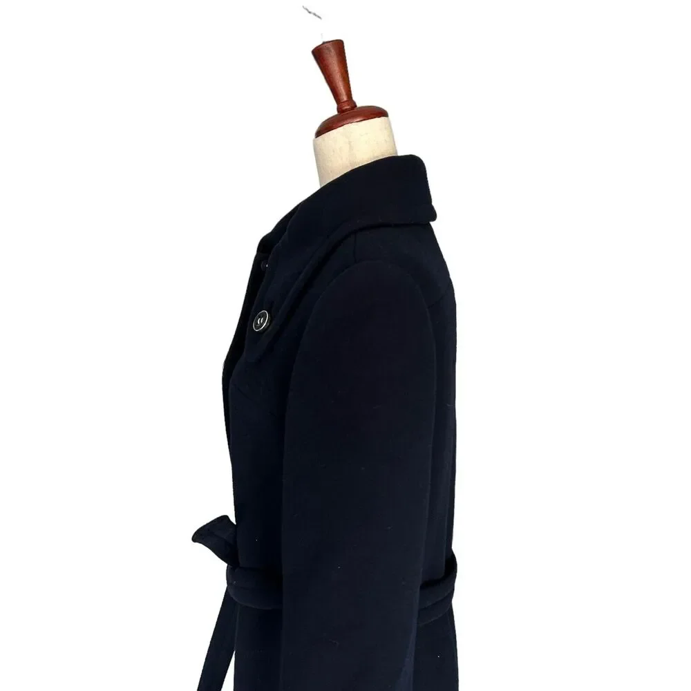 Jacques Tiffeau‎ Women's Vintage VTG Navy Blue Wool 1960s Trench Peacoat Small